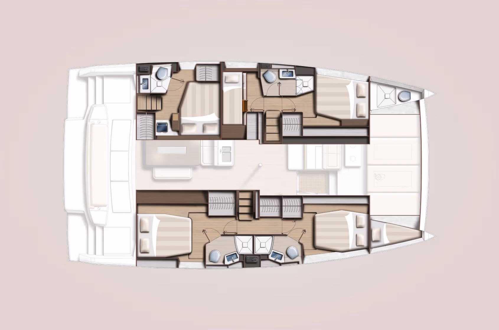 Example Bali 4.6 catamaran layout