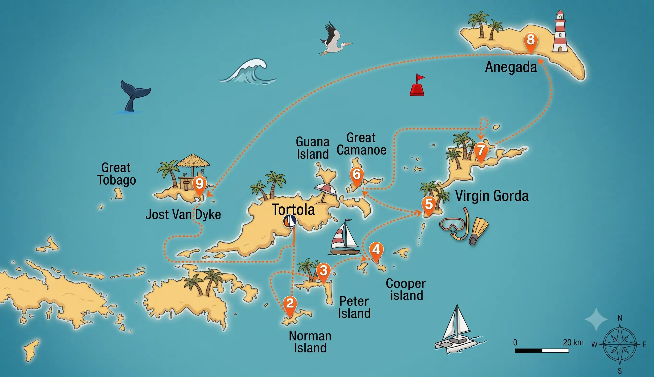 British Virgin Islands trip map